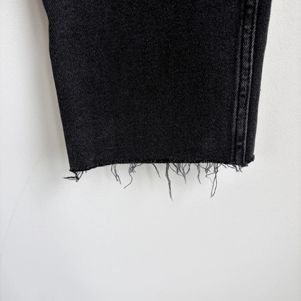 RE/DONE Comfort Stretch High Rise Stove Pipe‎ Jeans Faded Black Raw Hem Size 27